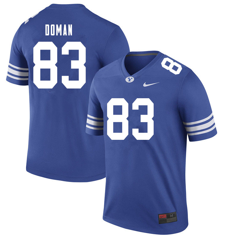 Men #83 Jacob Doman BYU Cougars College Football Jerseys Sale-Royal